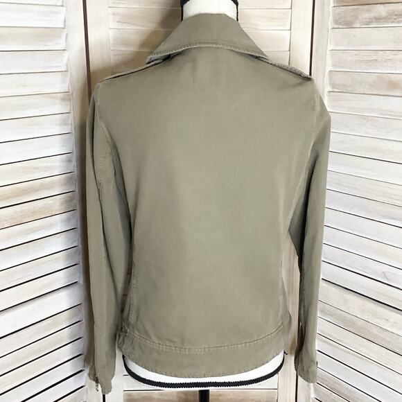 Nili Logan Olive Green Cotton Canvas Double Zip Moto Utility Jacket 6 - Picture 3 of 10